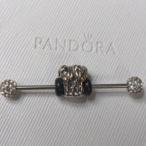 PandoraSilver 14k Vintage Palm And Coconut Two Tone Charm